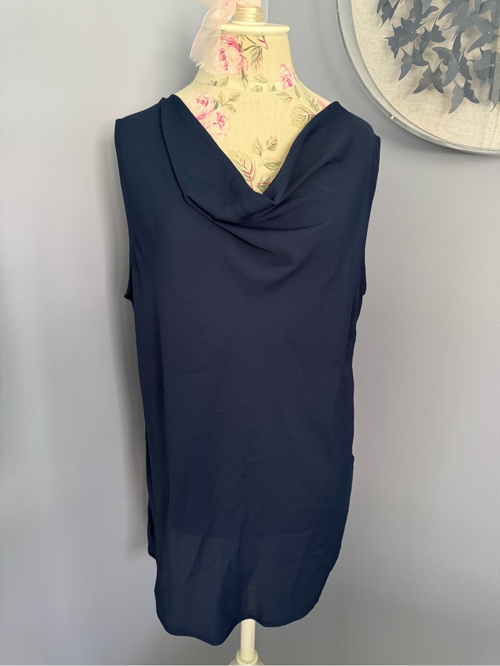 🆕 Laura Scott Navy Sleeveless Cowl Neck Blouse